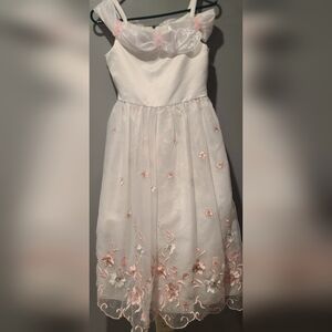 Cotton Candy Elegant White and Pink Embroidered Dress